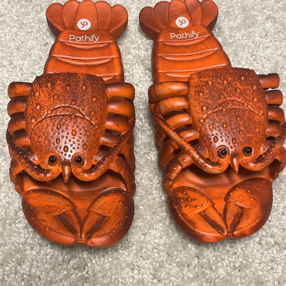 New Novelty Lobster Slippers Slides Flip Flops Sandals Mens 9.5-10/EU 42/43 - Picture 2 of 7